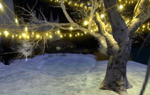 Wintermute, tree and house