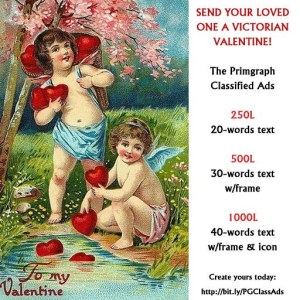 Valentine ads in The Primgraph 