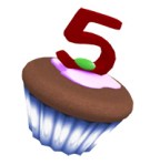 The Hunt token - a cupcake with a bright red 5 on top!