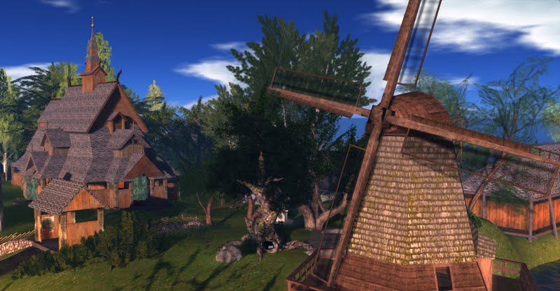 The Stave Curch and the Windmill in Second Norway The Stave Curch and the Windmill in Second Norway