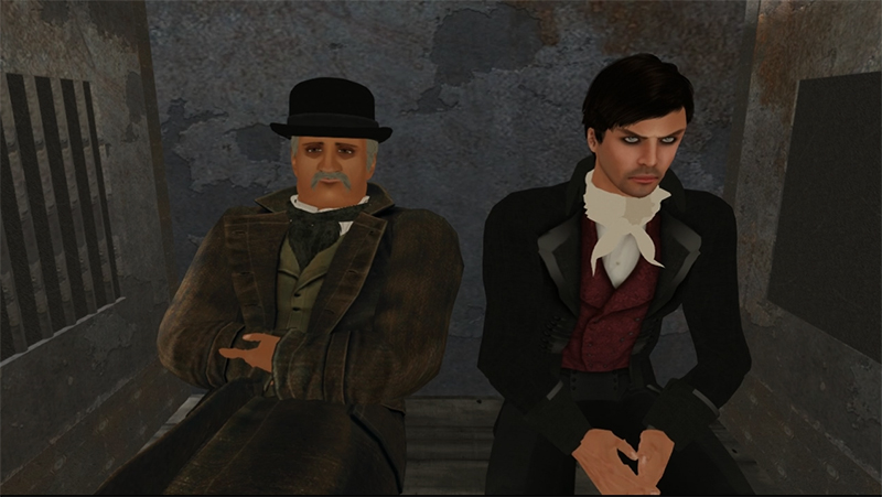 Biggins and Quinn in the prison wagon