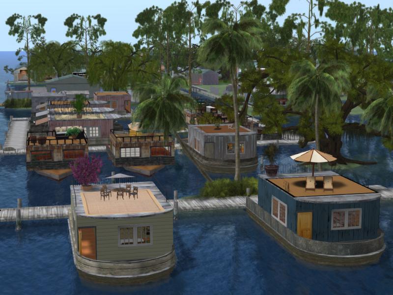 Part of the houseboat community in Junkyard Blues