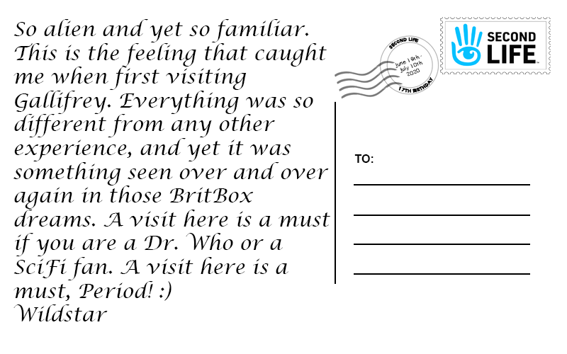 A sample postcard message