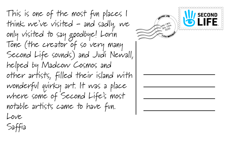 The message on the back of the Alien Isles postcard