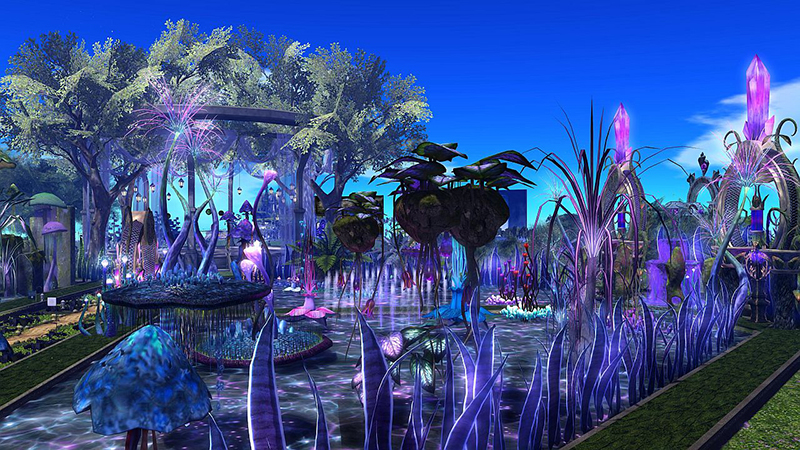 Landscape designed by Eclair Martinel, One Billion Rising in Second Life 2021, photographed by Wildstar Beaumont